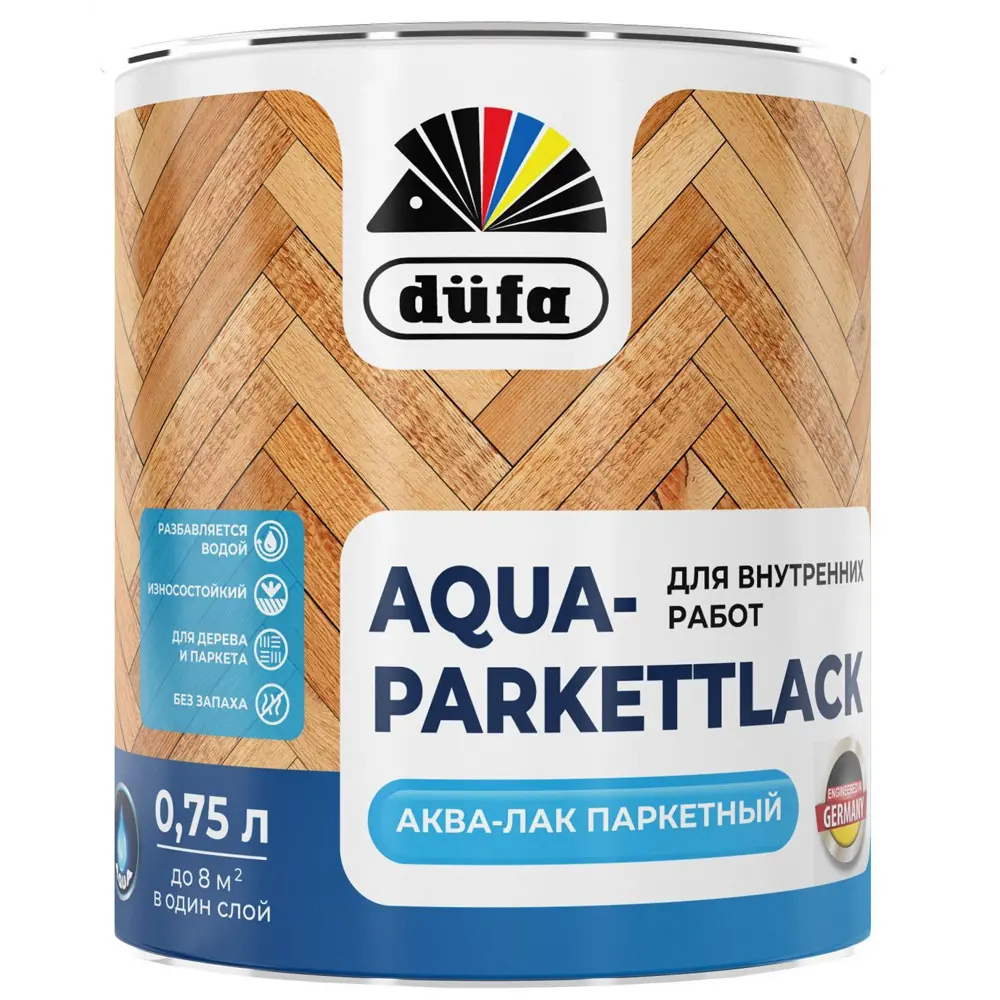 Фото 2 Лак паркетный Dufa Aqua-Parkettlack глянцевый прозрачный 0.75 л Фото 2 Лак паркетный Dufa Aqua-Parkettlack глянцевый прозрачный 0.75 л