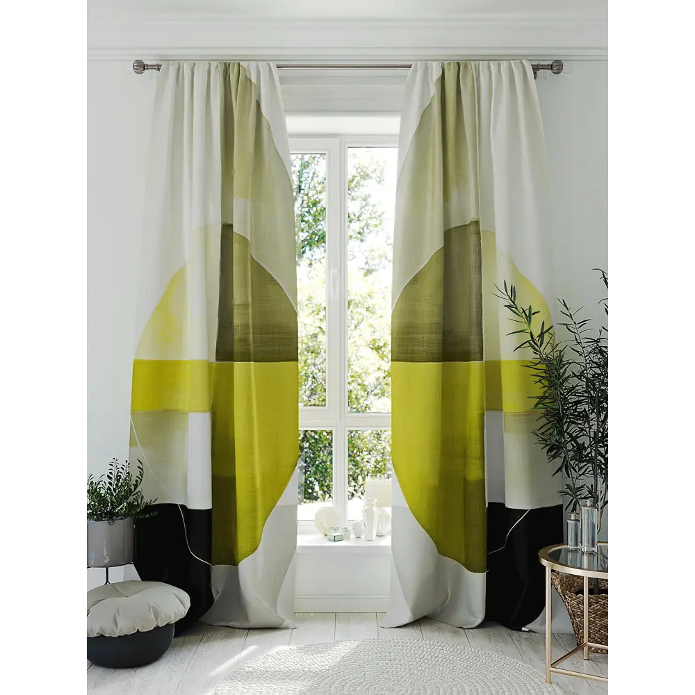 Фото 2 Комплект штор на шторной ленте Comfy Way Рентрилас 150x280 см цвет зеленый Фото 2 Комплект штор на шторной ленте Comfy Way Рентрилас 150x280 см цвет зеленый