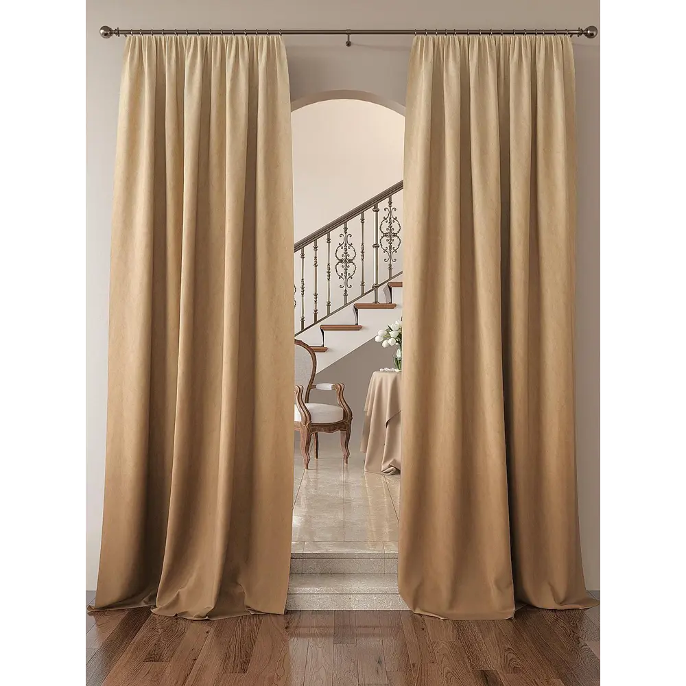 Фото Комплект штор на шторной ленте Comfy Way Клеорис 150x260 см цвет оранжевый Фото Комплект штор на шторной ленте Comfy Way Клеорис 150x260 см цвет оранжевый