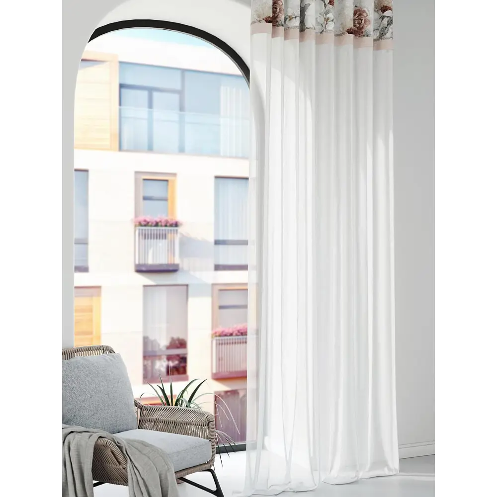 Фото 3 Штора на шторной ленте Comfy Way Френтор 150x250 см цвет белый Фото 3 Штора на шторной ленте Comfy Way Френтор 150x250 см цвет белый