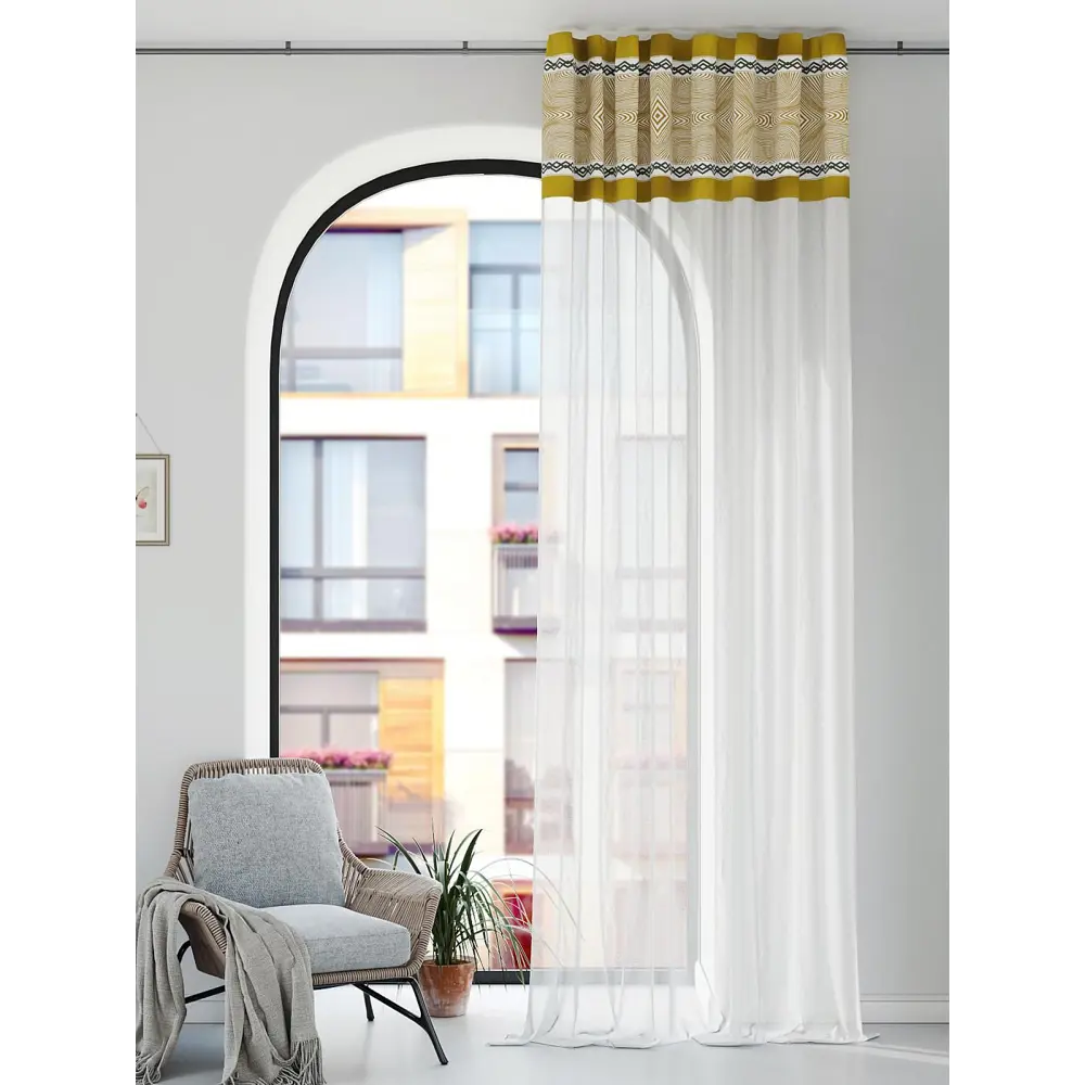 Фото 2 Штора на шторной ленте Comfy Way Форлес 150x250 см цвет белый Фото 2 Штора на шторной ленте Comfy Way Форлес 150x250 см цвет белый