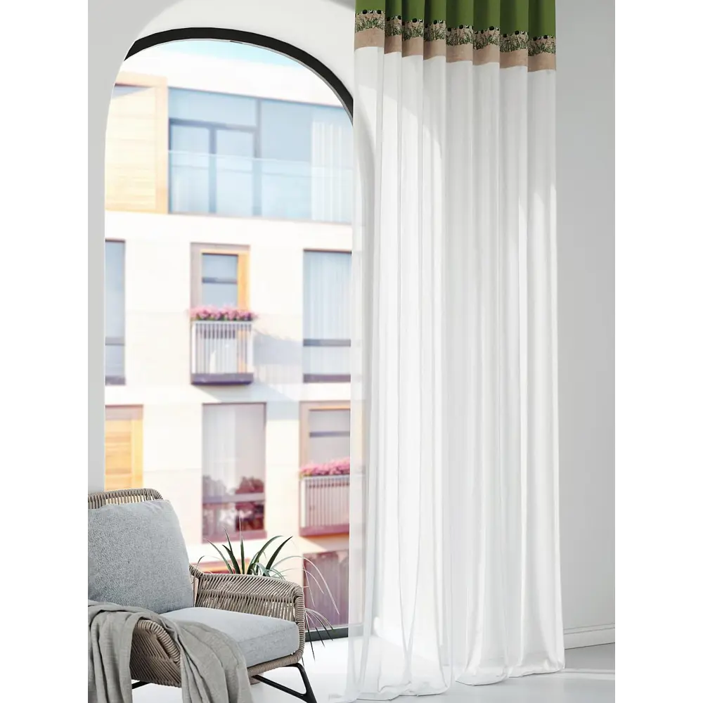 Фото 3 Штора на шторной ленте Comfy Way Марлифит 150x250 см цвет белый Фото 3 Штора на шторной ленте Comfy Way Марлифит 150x250 см цвет белый