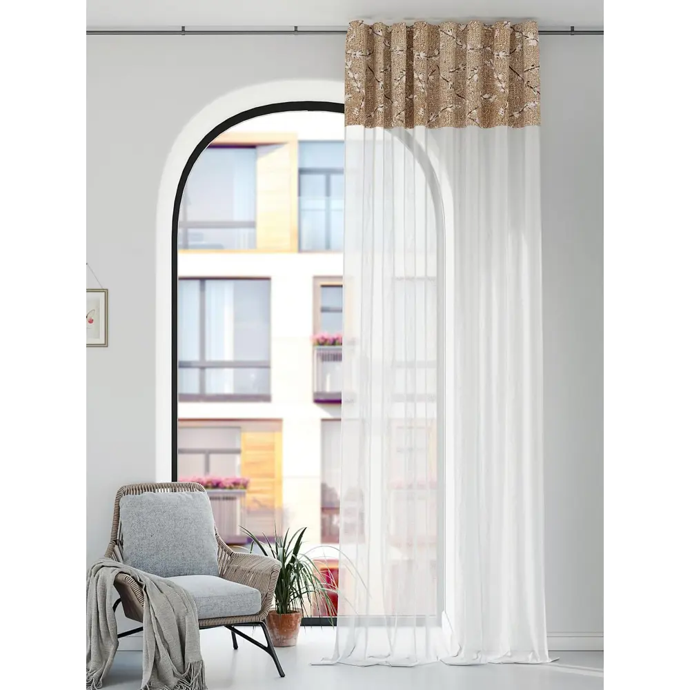 Фото 2 Штора на шторной ленте Comfy Way Квонтрол 150x250 см цвет белый Фото 2 Штора на шторной ленте Comfy Way Квонтрол 150x250 см цвет белый