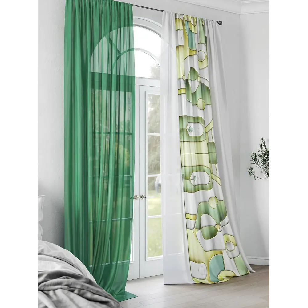 Фото 3 Комплект штор на шторной ленте Comfy Way Нергирс 150x250 см цвет зеленый Фото 3 Комплект штор на шторной ленте Comfy Way Нергирс 150x250 см цвет зеленый