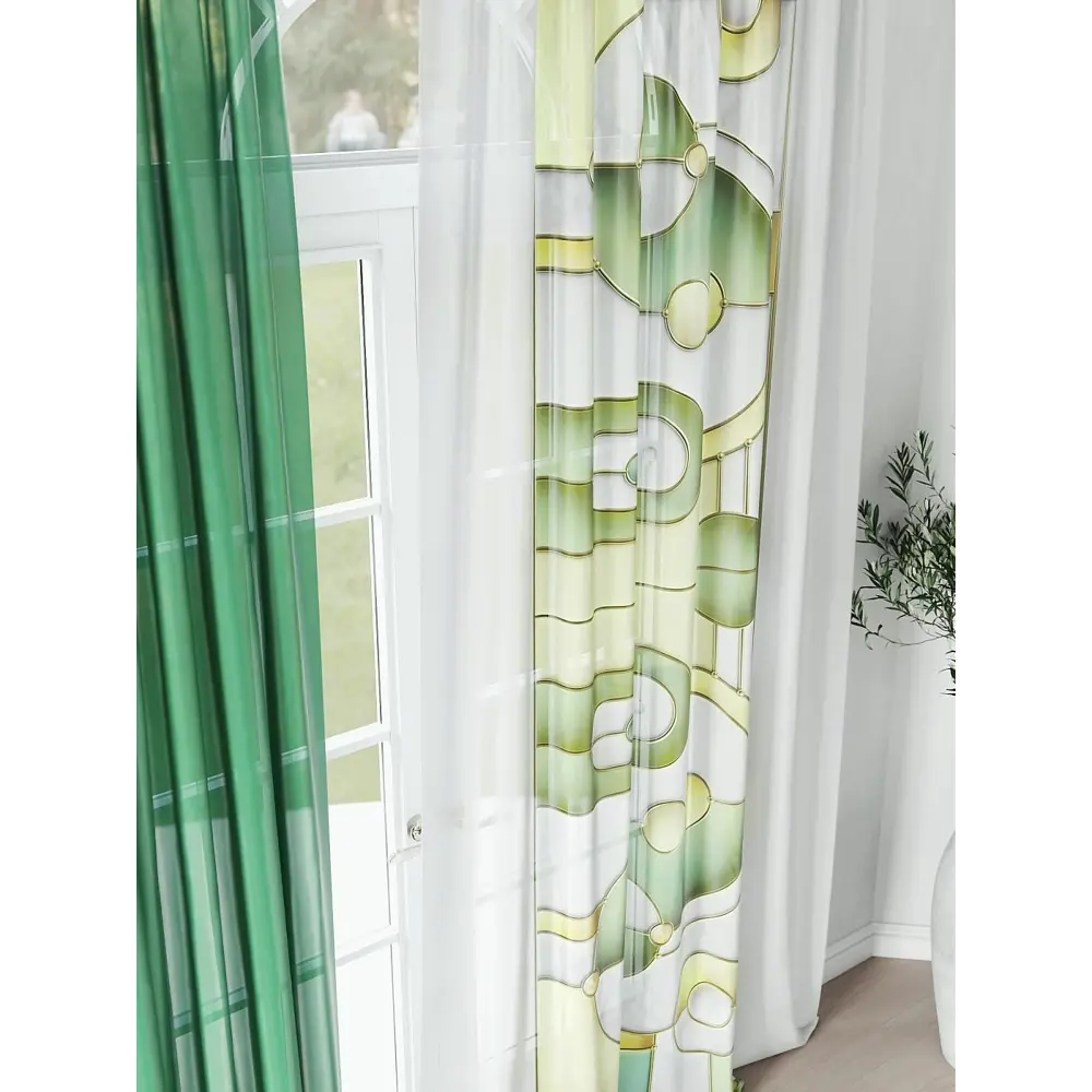 Фото 5 Комплект штор на шторной ленте Comfy Way Нергирс 150x250 см цвет зеленый Фото 5 Комплект штор на шторной ленте Comfy Way Нергирс 150x250 см цвет зеленый