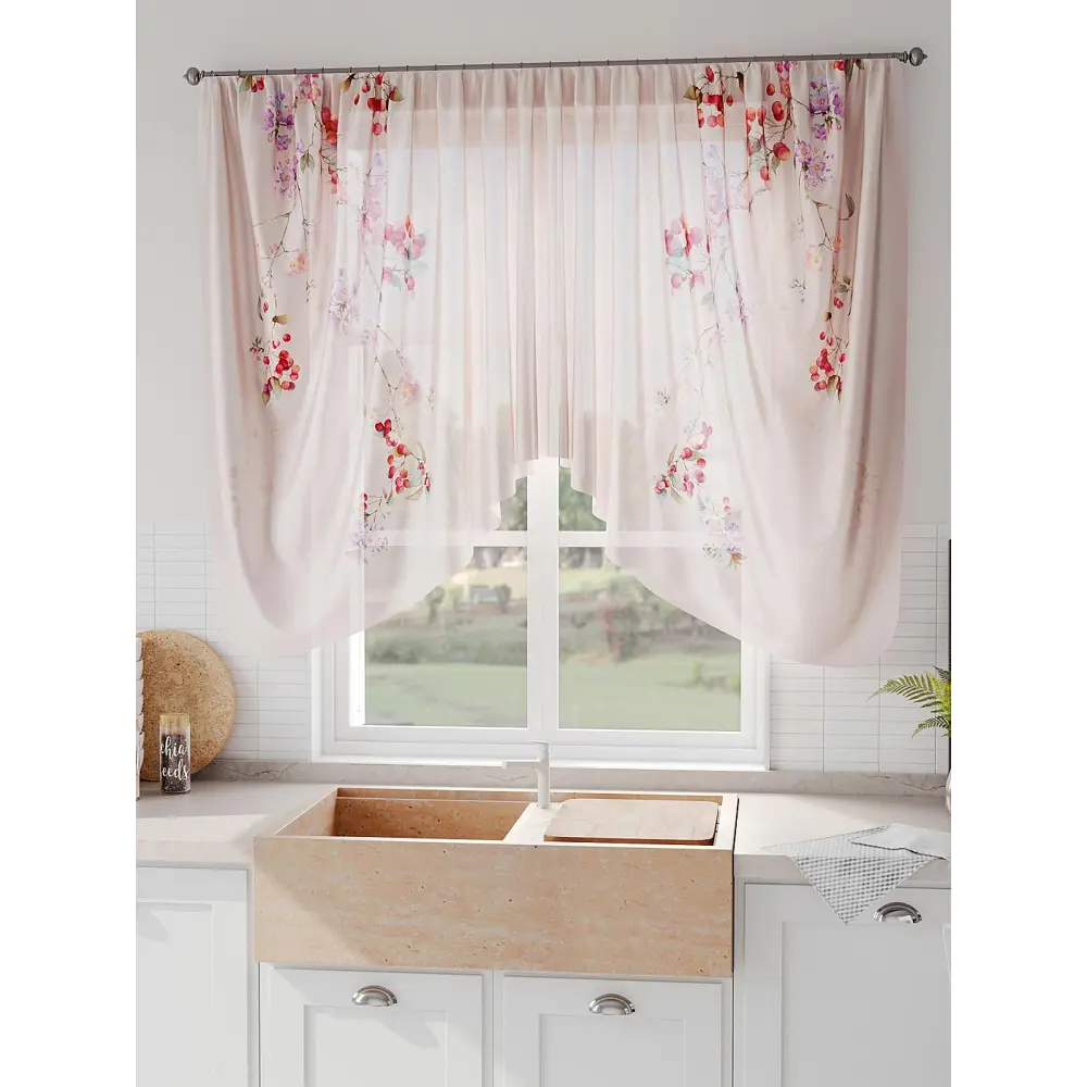 Фото 6 Тюль на шторной ленте Comfy Way Шеневирс 300x130 см цвет бежевый