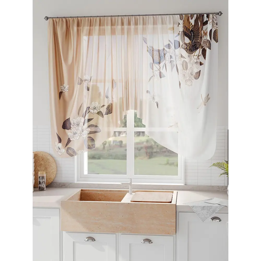 Фото 6 Тюль на шторной ленте Comfy Way Нергит 300x130 см цвет коричневый Фото 6 Тюль на шторной ленте Comfy Way Нергит 300x130 см цвет коричневый