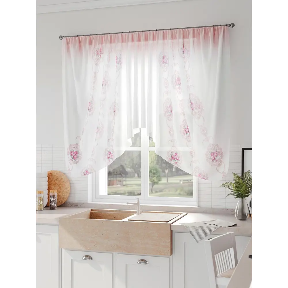 Фото 2 Тюль на шторной ленте Comfy Way Гентролс 300x130 см цвет белый Фото 2 Тюль на шторной ленте Comfy Way Гентролс 300x130 см цвет белый