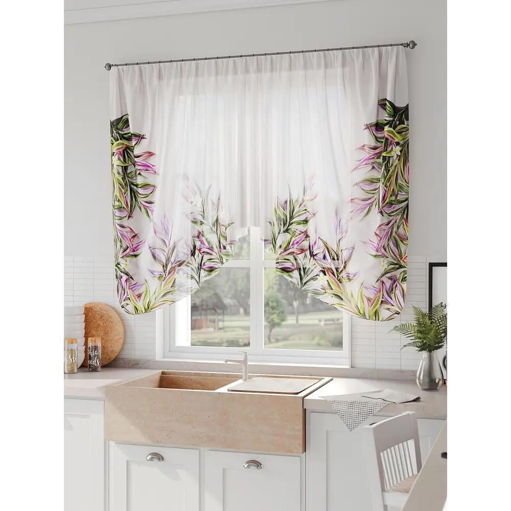 Фото 2 Тюль на шторной ленте Comfy Way Шенрилот 300x130 см цвет бежевый