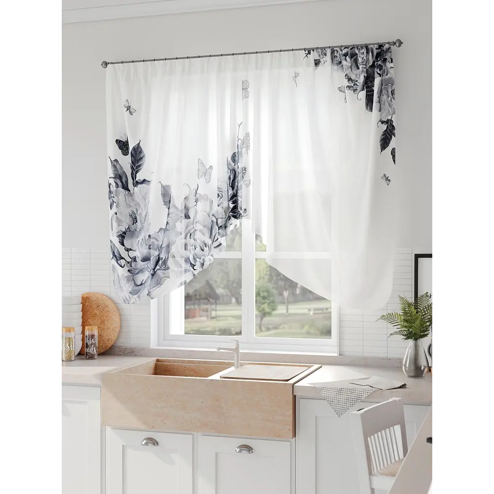 Фото 2 Тюль на шторной ленте Comfy Way Рифиарт 300x130 см цвет белый Фото 2 Тюль на шторной ленте Comfy Way Рифиарт 300x130 см цвет белый