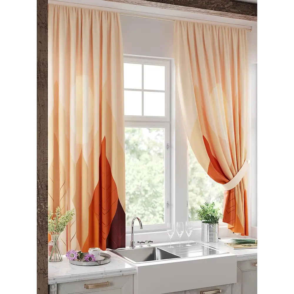 Фото 4 Комплект штор на шторной ленте Comfy Way Линомик - 98 150x170 см цвет оранжевый Фото 4 Комплект штор на шторной ленте Comfy Way Линомик - 98 150x170 см цвет оранжевый