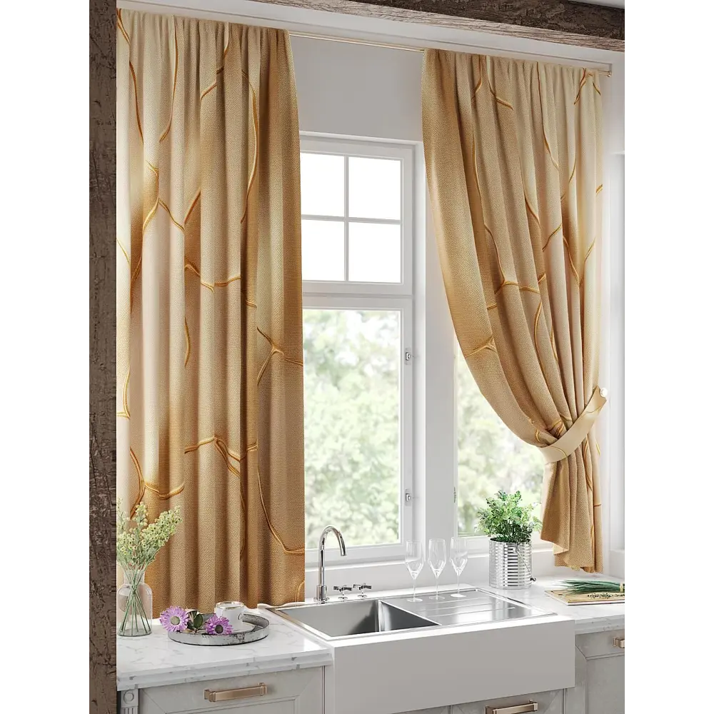 Фото 4 Комплект штор на шторной ленте Comfy Way Линомик - 81 150x170 см цвет бежевый Фото 4 Комплект штор на шторной ленте Comfy Way Линомик - 81 150x170 см цвет бежевый