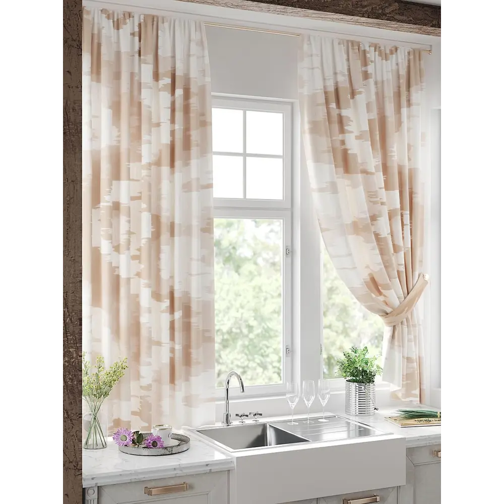 Фото 4 Комплект штор на шторной ленте Comfy Way Линомик - 56 150x170 см цвет бежевый Фото 4 Комплект штор на шторной ленте Comfy Way Линомик - 56 150x170 см цвет бежевый
