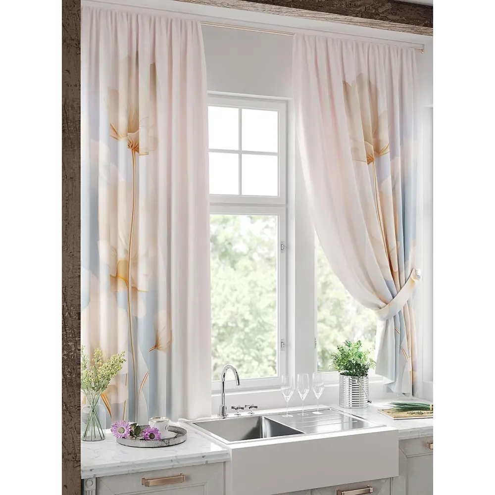 Фото 4 Комплект штор на шторной ленте Comfy Way Линомик - 65 150x170 см цвет бежевый Фото 4 Комплект штор на шторной ленте Comfy Way Линомик - 65 150x170 см цвет бежевый