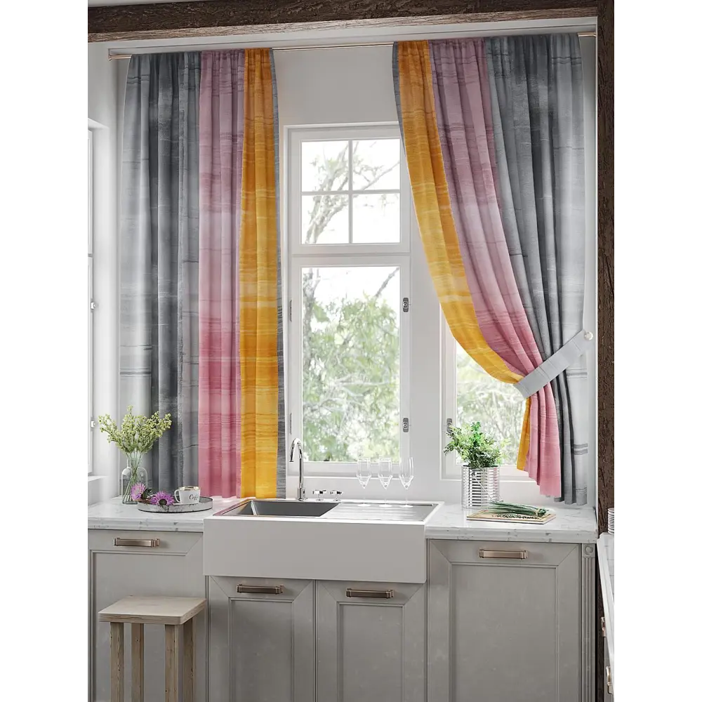 Фото 2 Комплект штор на шторной ленте Comfy Way Линомик - 40 150x170 см цвет серый Фото 2 Комплект штор на шторной ленте Comfy Way Линомик - 40 150x170 см цвет серый