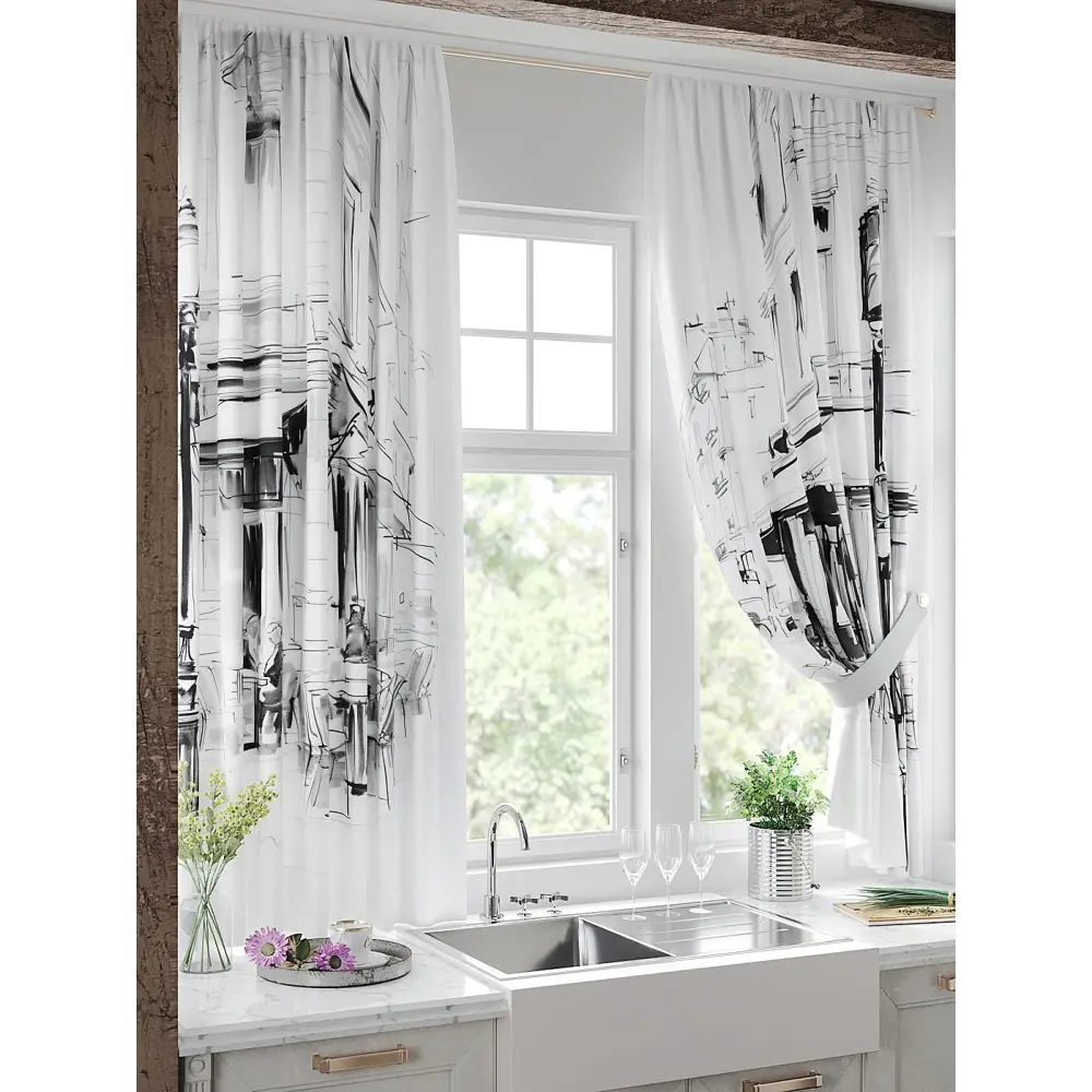 Фото 4 Комплект штор на шторной ленте Comfy Way Линомик - 77 150x170 см цвет белый Фото 4 Комплект штор на шторной ленте Comfy Way Линомик - 77 150x170 см цвет белый