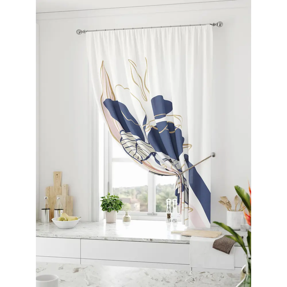 Фото Штора на ленте Comfy Way Ролтин габардин 150x170 см цвет синий CW936190