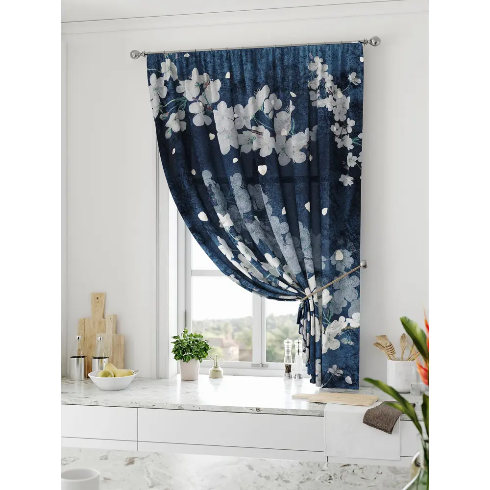 Фото Штора на ленте Comfy Way Ролтин габардин 150x170 см цвет синий CW936194