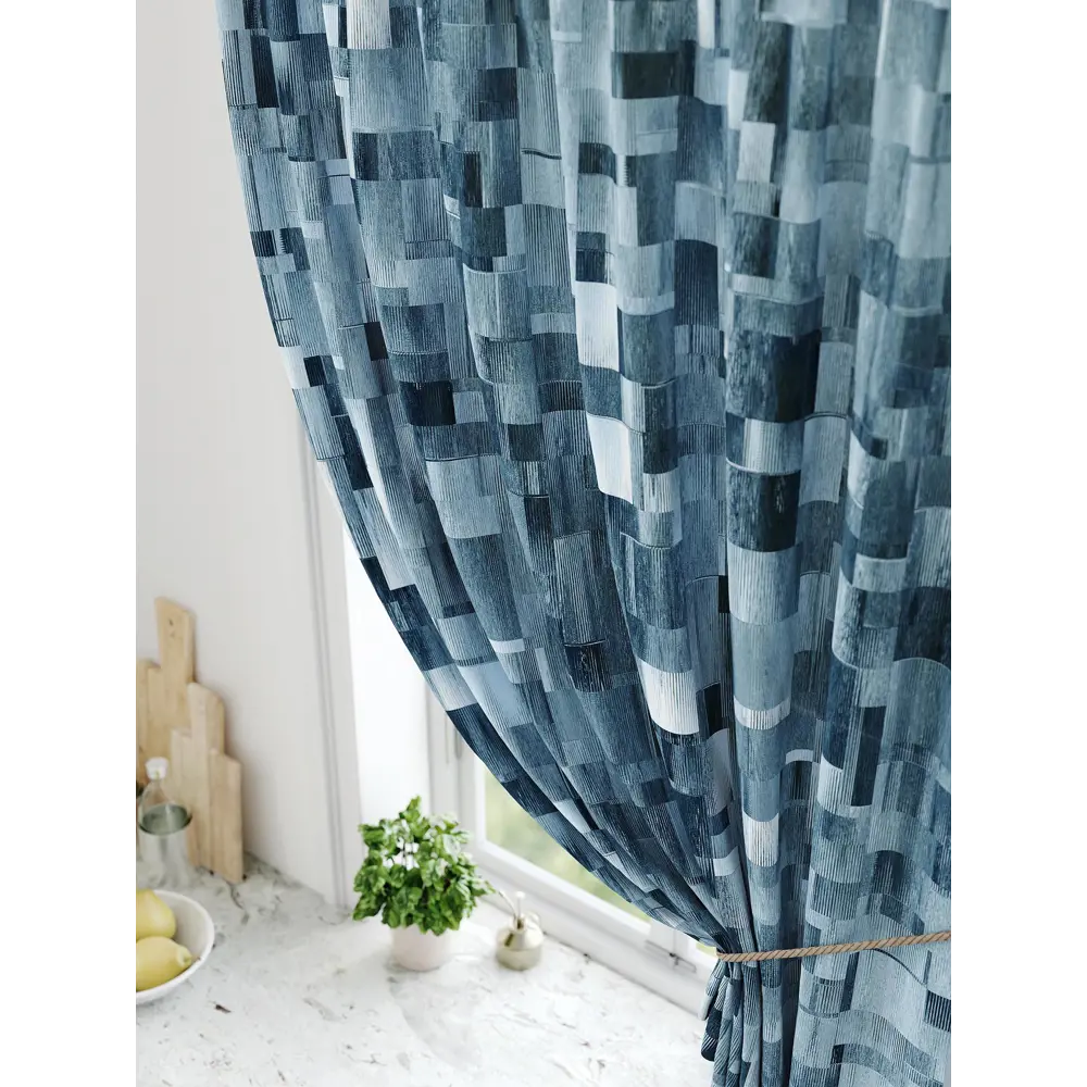 Фото 3 Штора на ленте Comfy Way Ролтин габардин 150x170 см цвет голубой CW936232