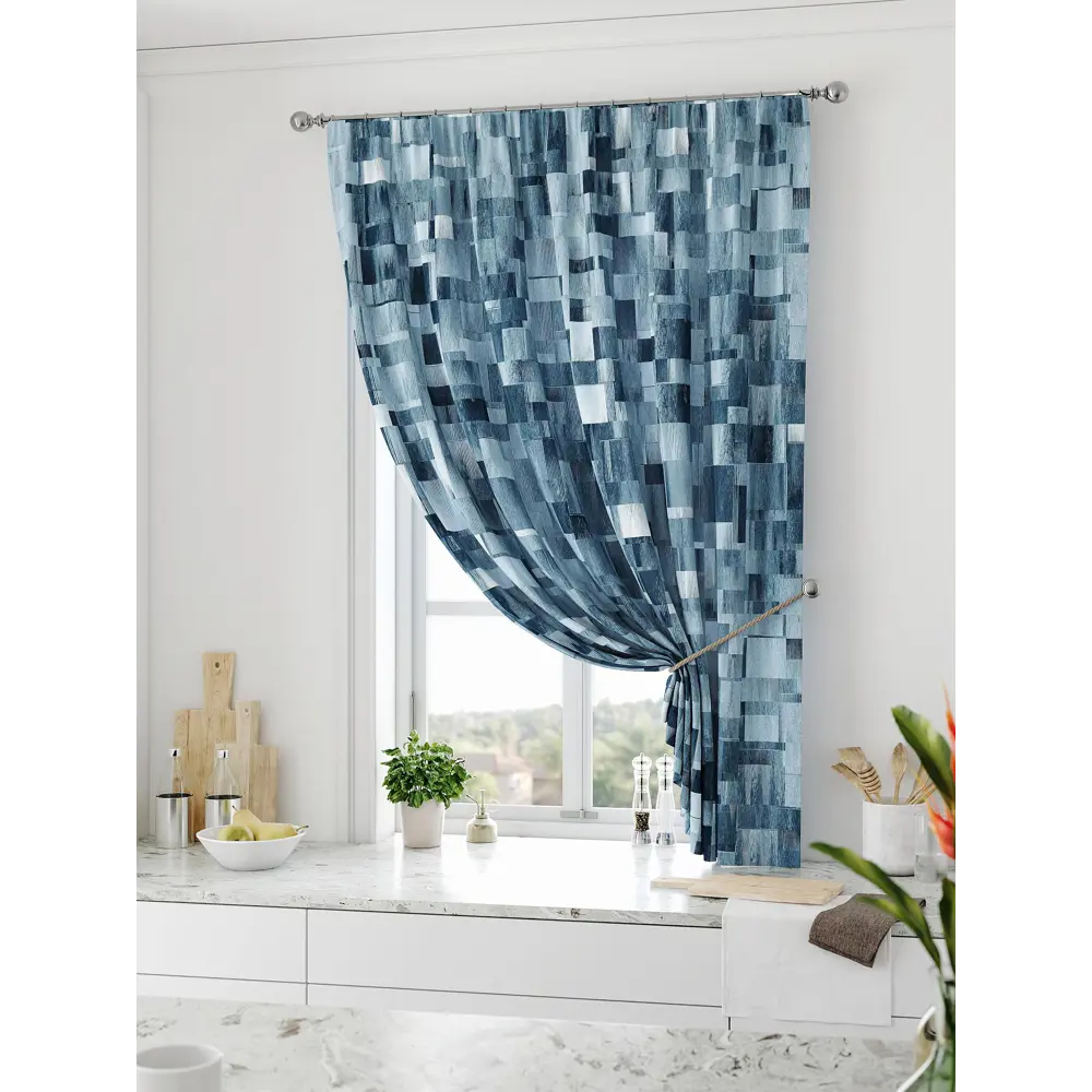 Фото Штора на ленте Comfy Way Ролтин габардин 150x170 см цвет голубой CW936232