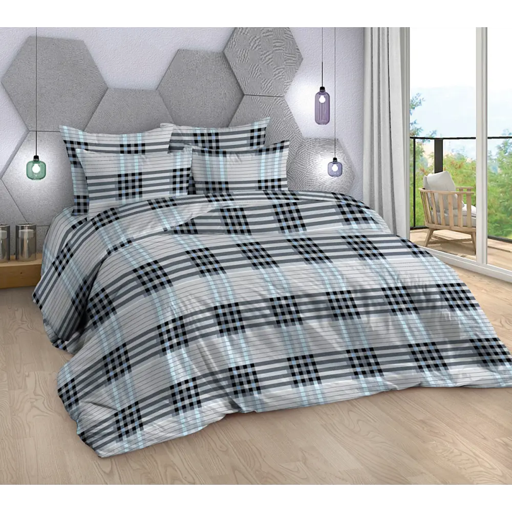 Фото Комплект постельного белья Home mercury Параллель бязь евро макси наволочки 50x70- 2 шт цвет серый