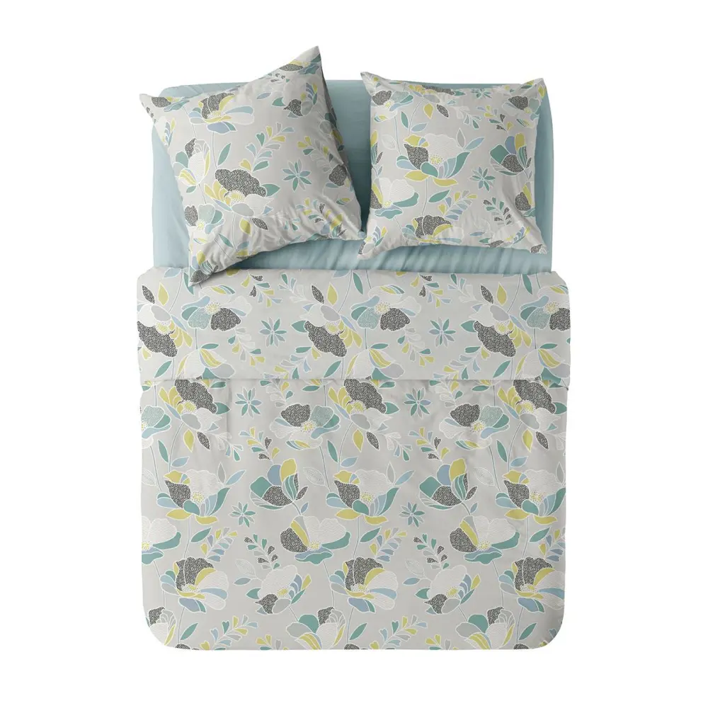 Фото Комплект постельного белья Wenge Cloud flowers бязь 1.5-спальный наволочки 50x70-2 шт цвет серо-зеленый