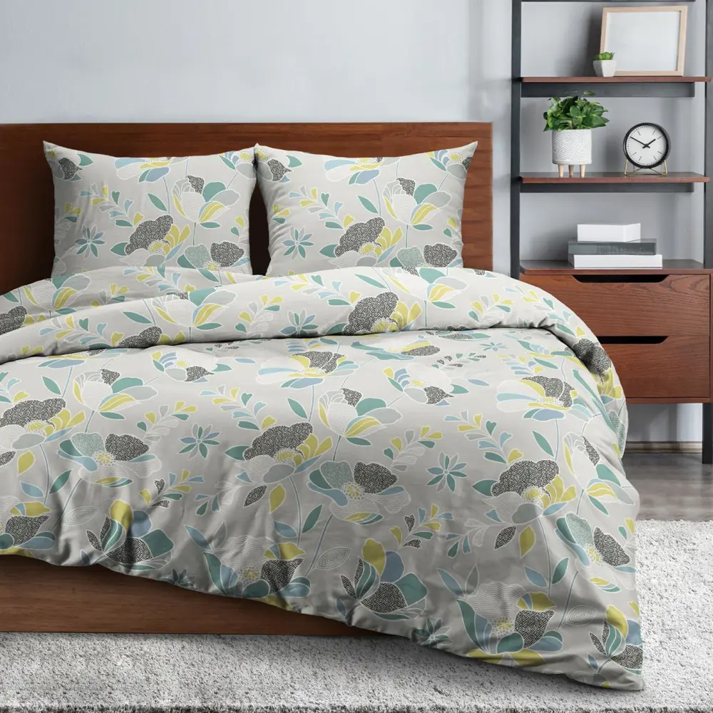 Фото 2 Комплект постельного белья Wenge Cloud flowers бязь 1.5-спальный наволочки 50x70-2 шт цвет серо-зеленый