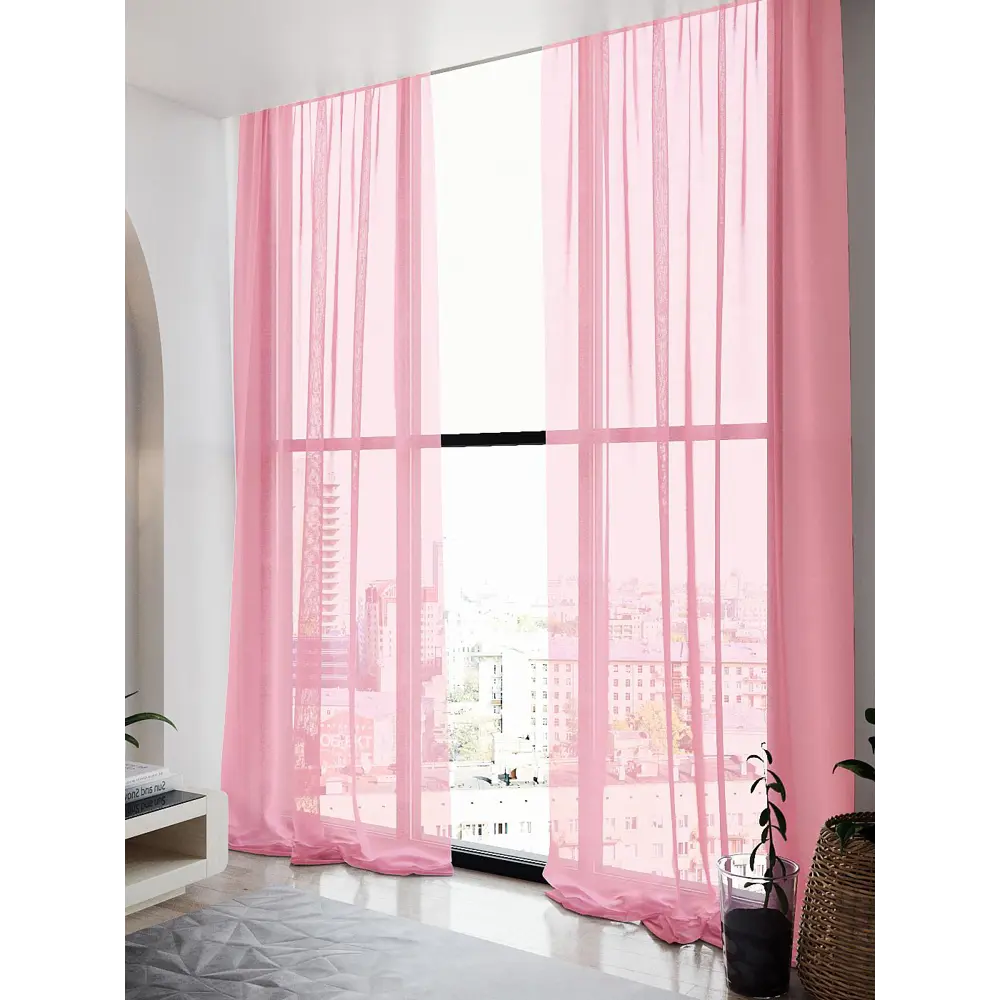 Фото 2 Тюль на ленте At Home Гюстин 150x270 см вуаль цвет розовый AA123552