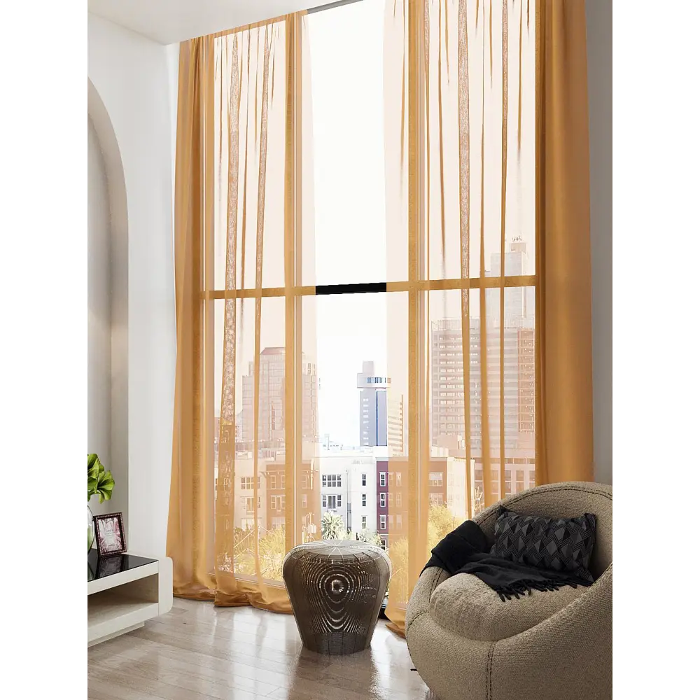 Фото 2 Тюль на ленте At Home Тавия 150x300 см вуаль цвет коричневый AA123476 Фото 2 Тюль на ленте At Home Тавия 150x300 см вуаль цвет коричневый AA123476