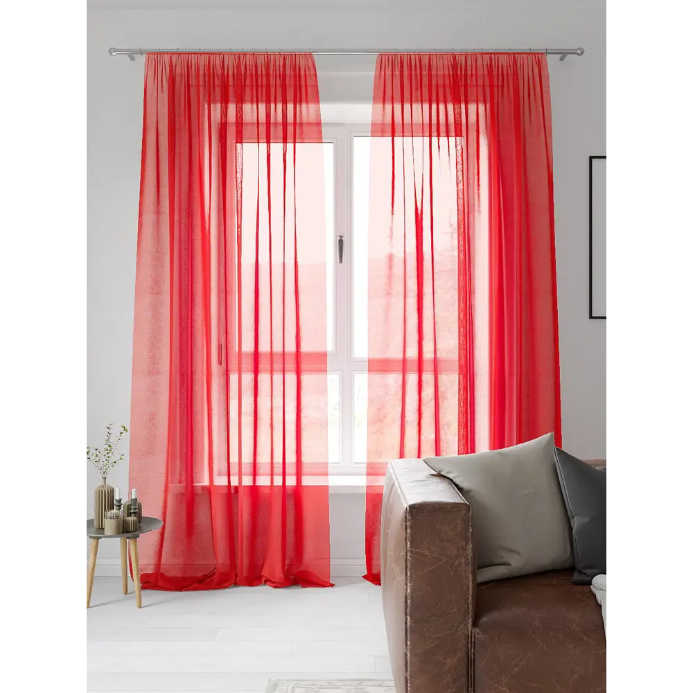 Фото 2 Тюль на ленте At Home Диворио 200x250 см вуаль цвет красный AA125031 Фото 2 Тюль на ленте At Home Диворио 200x250 см вуаль цвет красный AA125031