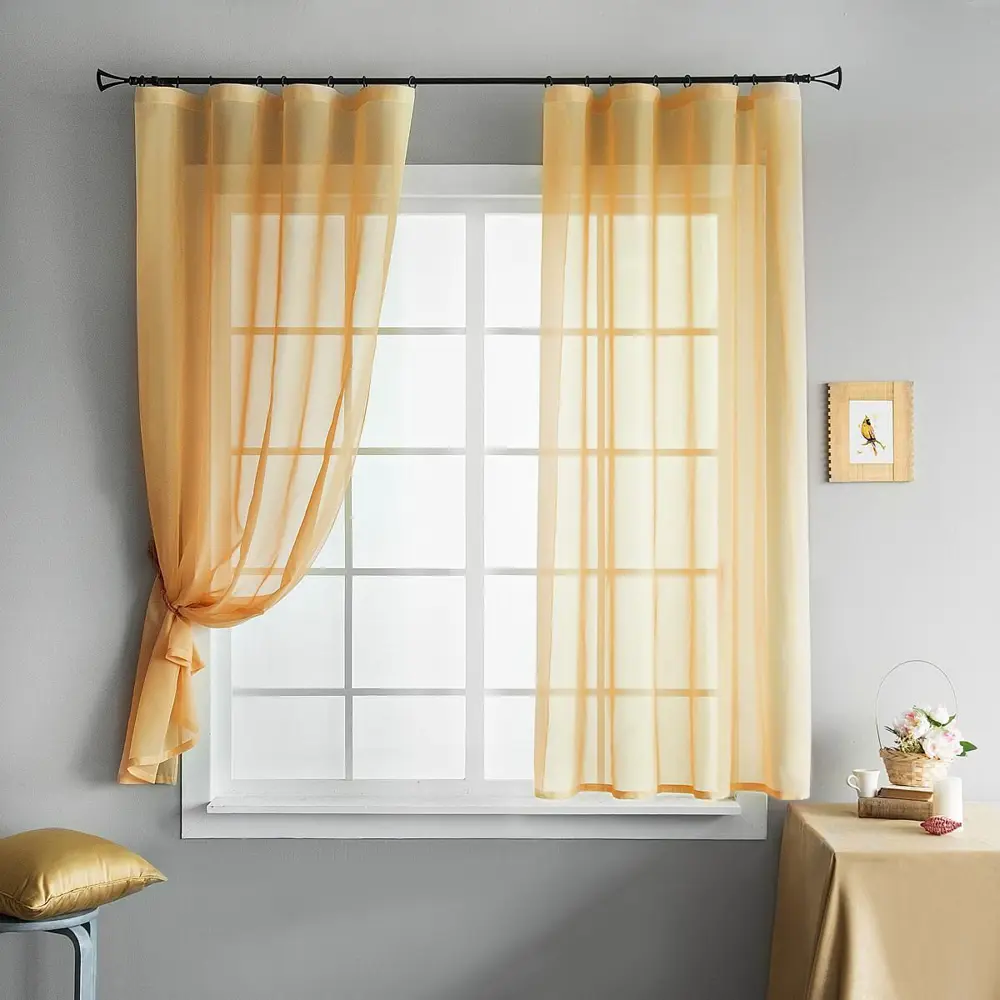 Фото 4 Комплект штор на ленте At Home Шелби 145x175 см вуаль цвет желтый AT204539 Фото 4 Комплект штор на ленте At Home Шелби 145x175 см вуаль цвет желтый AT204539