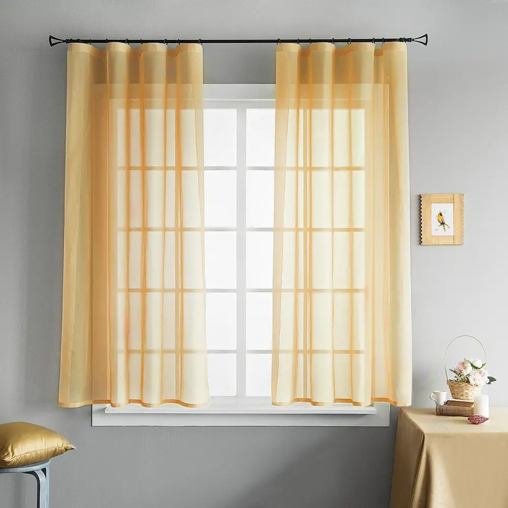 Фото 2 Комплект штор на ленте At Home Шелби 145x175 см вуаль цвет желтый AT204539 Фото 2 Комплект штор на ленте At Home Шелби 145x175 см вуаль цвет желтый AT204539