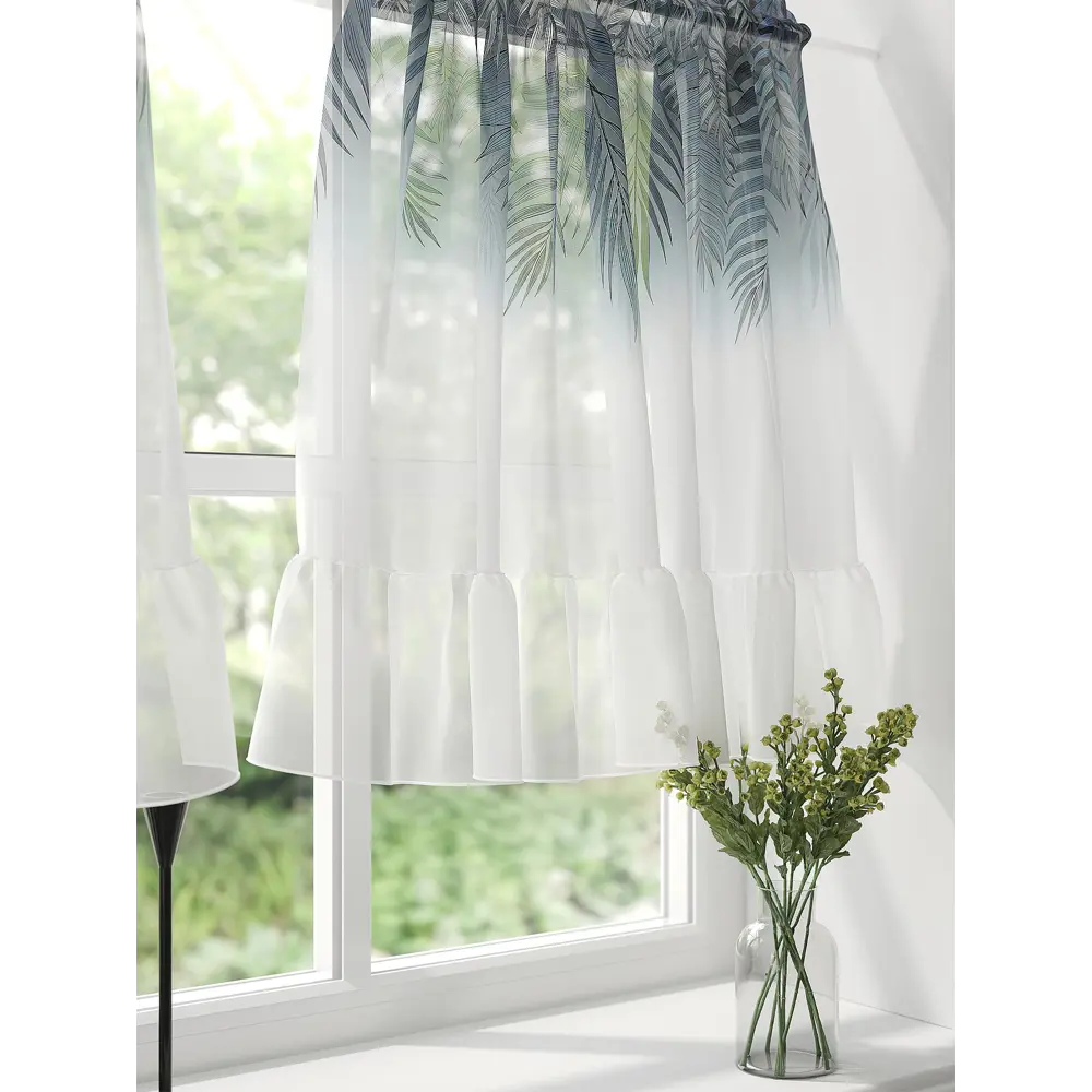 Фото 4 Тюль на кулиске At Home Шелритос 100x60 см вуаль цвет серый/бирюзовый AA569013 Фото 4 Тюль на кулиске At Home Шелритос 100x60 см вуаль цвет серый/бирюзовый AA569013