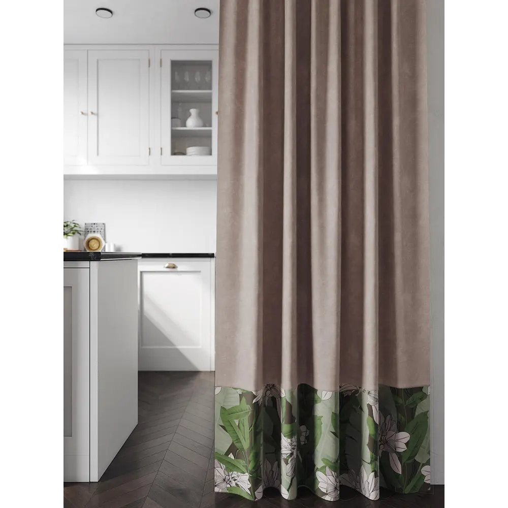Фото 2 Комплект штор на ленте At Home Киментрис 150x250 см репс цвет белый/зеленый AA540121 Фото 2 Комплект штор на ленте At Home Киментрис 150x250 см репс цвет белый/зеленый AA540121