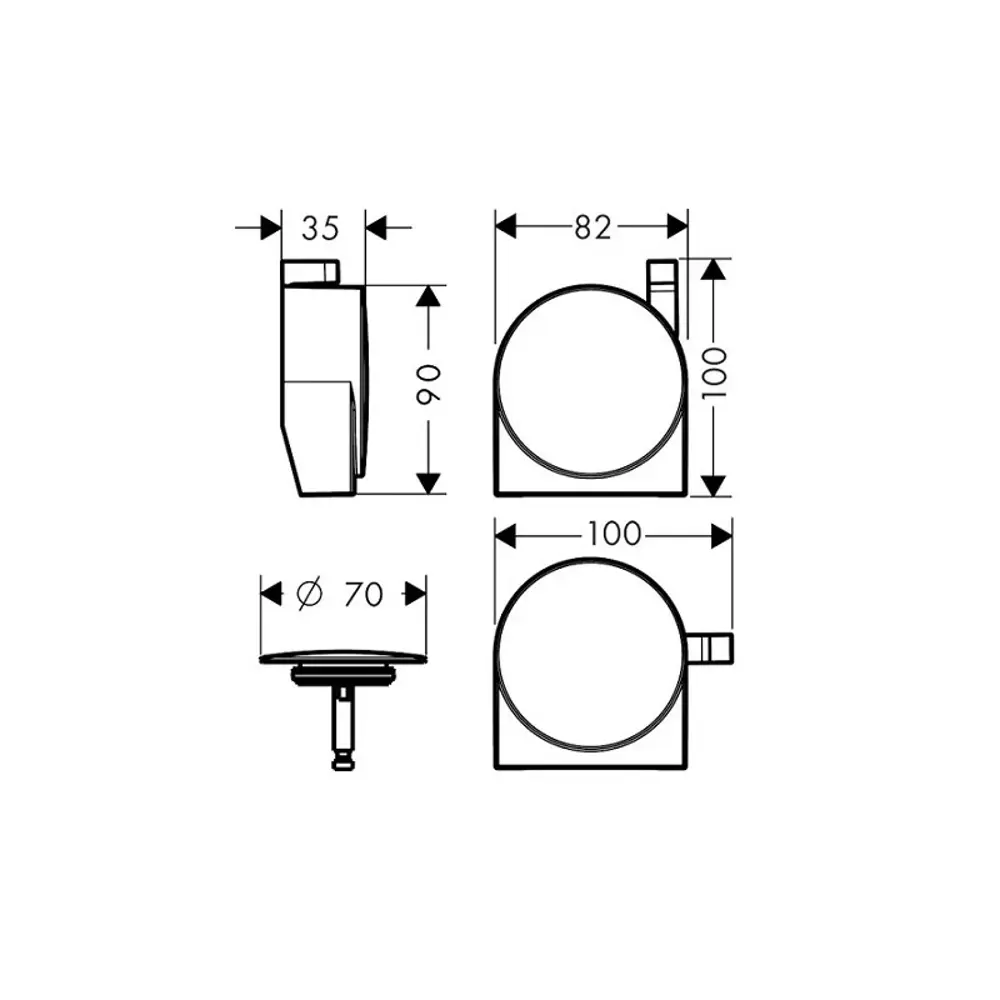 Фото 2 Излив на ванну Hansgrohe Exafill S 58117000 с набором для слива и перелива цвет серый/серебристый Фото 2 Излив на ванну Hansgrohe Exafill S 58117000 с набором для слива и перелива цвет серый/серебристый