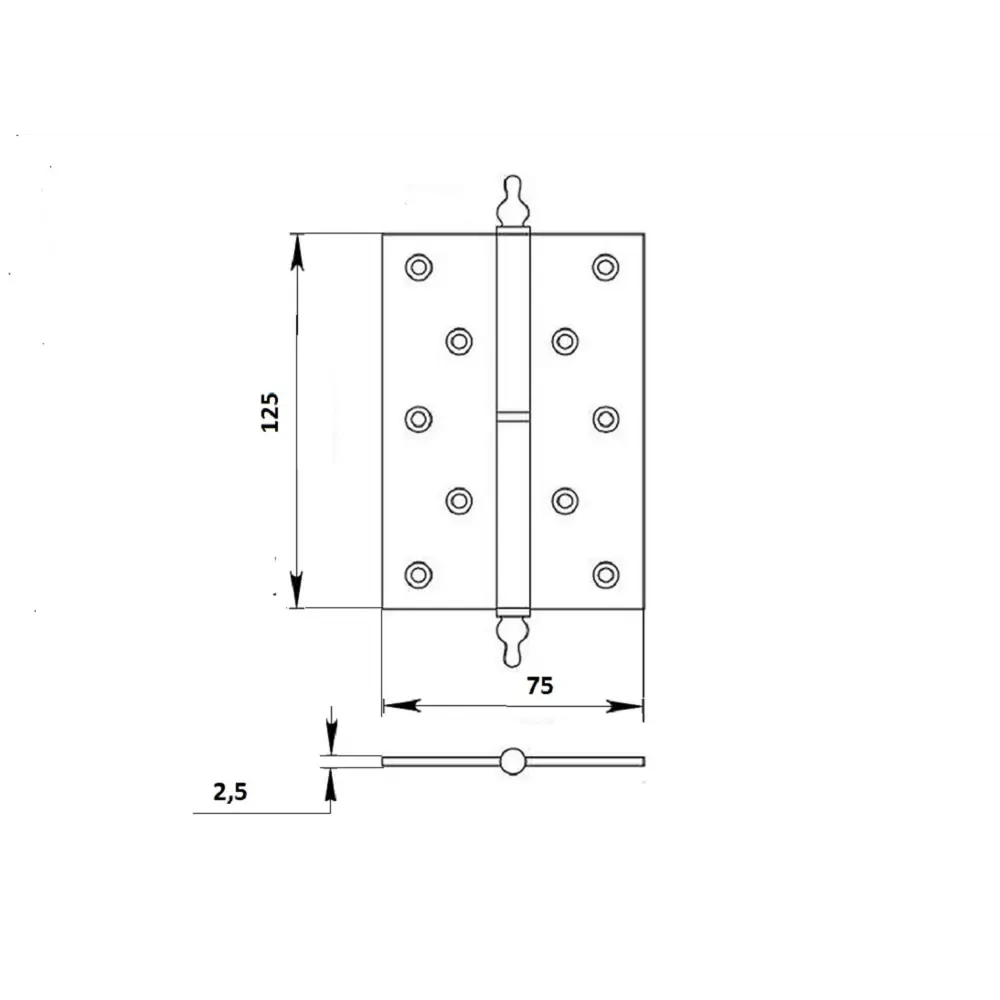 Фото 4 Петля дверная Palladium N 610-S-5 AB левая