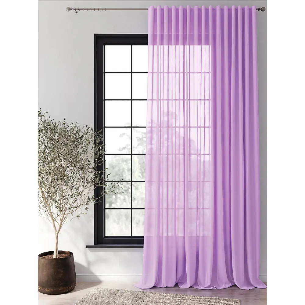 Фото 2 Тюль на ленте вуаль At Home Музия 300x310 см цвет фиолетовый AA125264