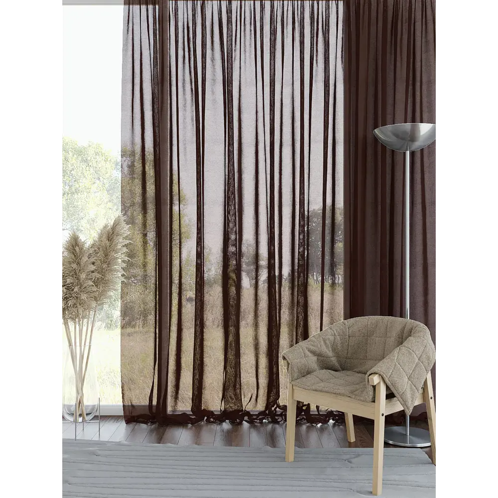 Фото 2 Тюль на ленте вуаль At Home Кардо 500x290 см цвет коричневый AA123731 Фото 2 Тюль на ленте вуаль At Home Кардо 500x290 см цвет коричневый AA123731