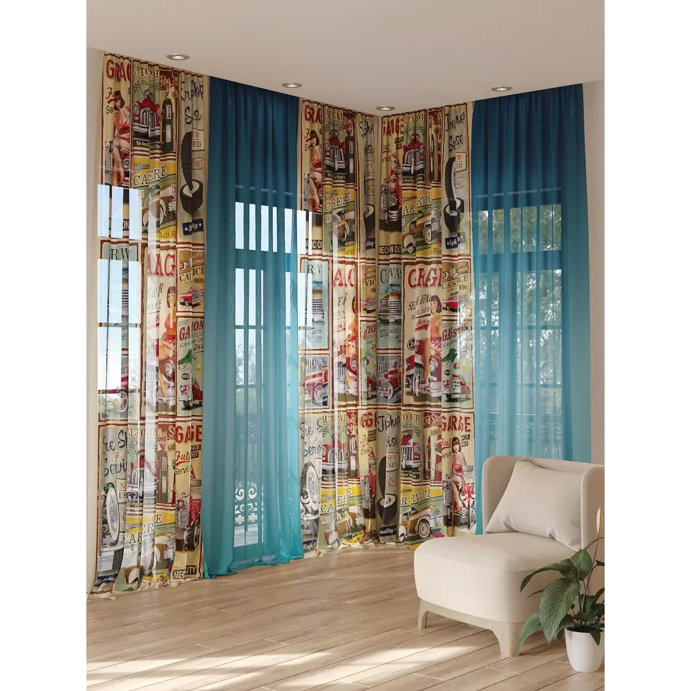 Фото 3 Тюль на ленте вуаль At Home Моноквис 150x280 см цвет серый/коричневый/зеленый AA974231