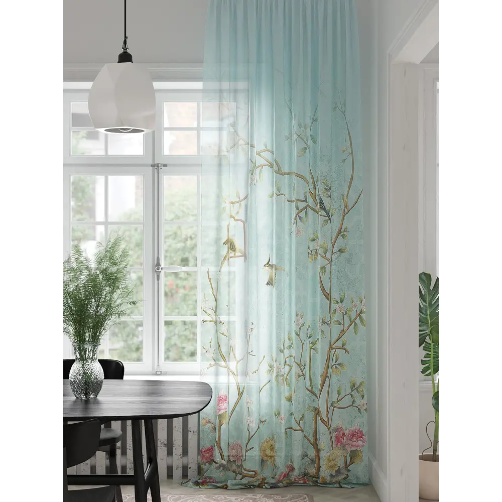 Фото Тюль на ленте вуаль At Home Энкоринс 150x280 см цвет розовый/бирюзовый/зеленый AA974235