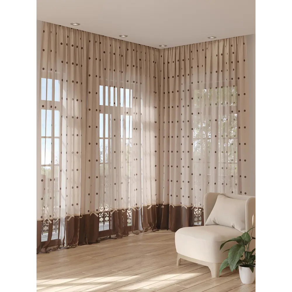 Фото 3 Тюль на ленте вуаль At Home Кронбри 150x280 см цвет коричневый AA974239