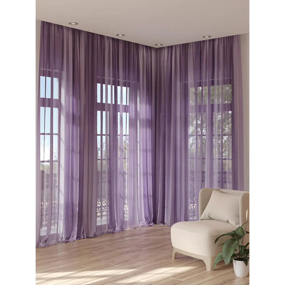 Фото 3 Тюль на ленте вуаль At Home Пенекрис 150x280 см цвет фиолетовый AA974170 Фото 3 Тюль на ленте вуаль At Home Пенекрис 150x280 см цвет фиолетовый AA974170