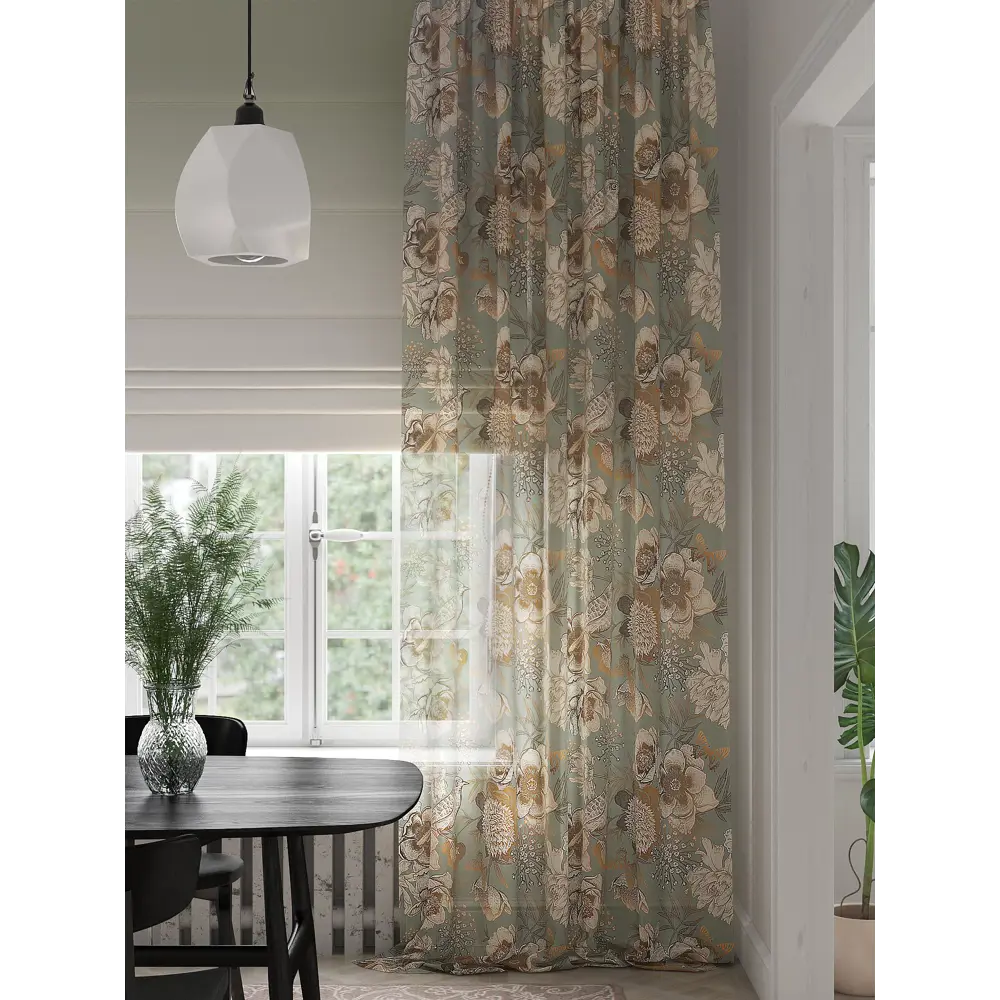 Фото 4 Тюль на ленте вуаль At Home Канфриол 150x280 см цвет коричневый/зеленый AA974294