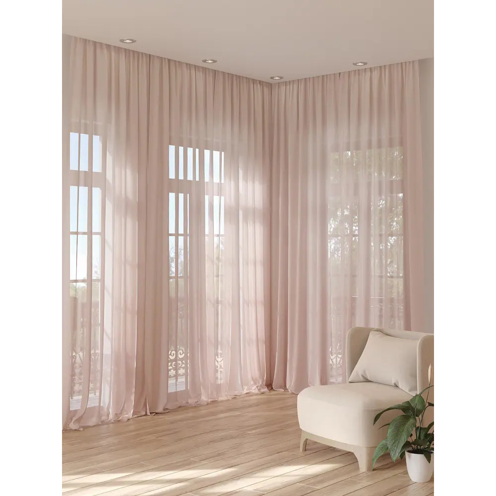 Фото 3 Тюль на ленте вуаль At Home Хэнфорст 150x280 см цвет бежевый AA974340