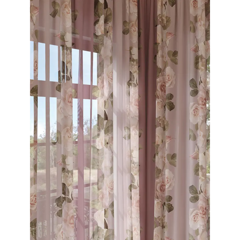 Фото 2 Тюль на ленте вуаль At Home Фенокрис 150x280 см цвет коричневый/зеленый AA974430