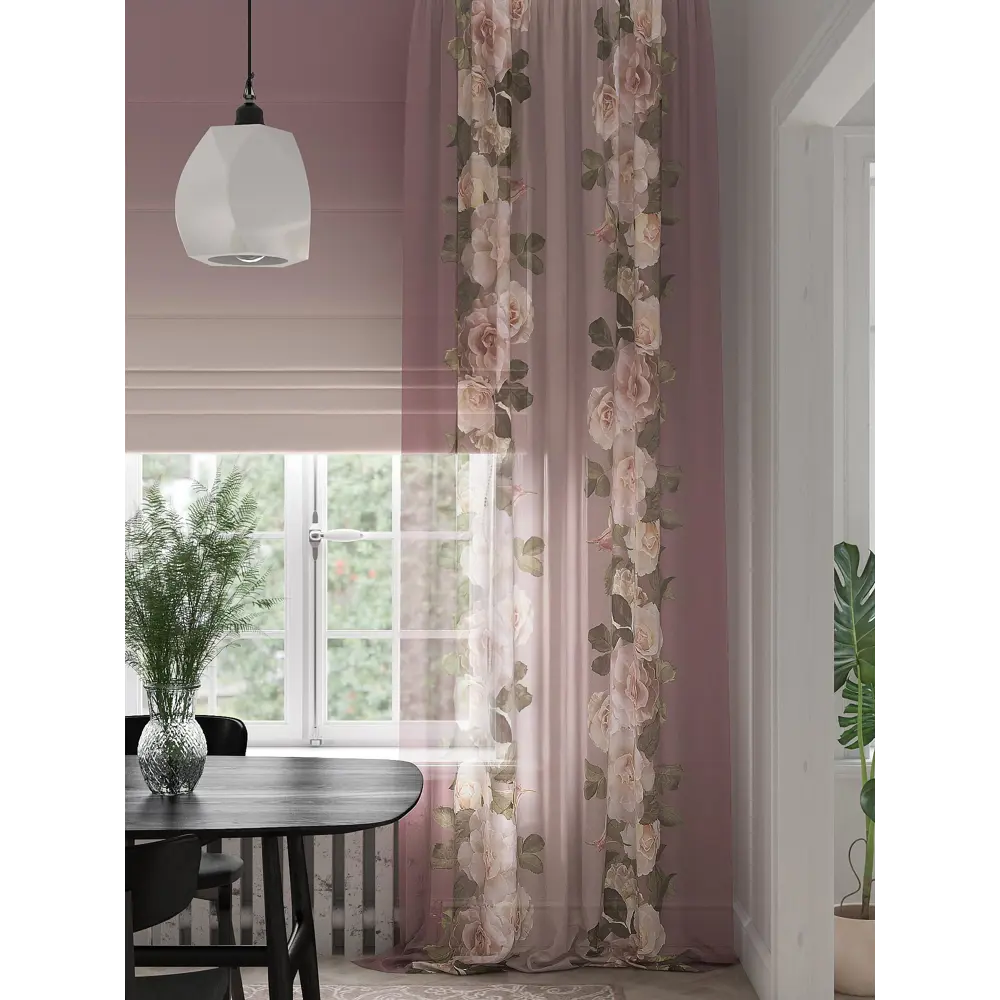 Фото 4 Тюль на ленте вуаль At Home Фенокрис 150x280 см цвет коричневый/зеленый AA974430