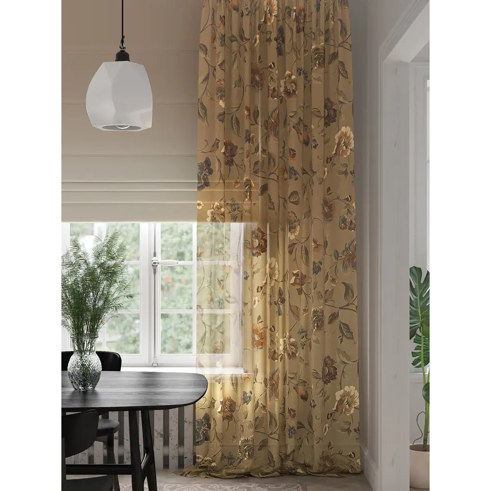 Фото 4 Тюль на ленте вуаль At Home Нофрит 150x280 см цвет коричневый AA974439