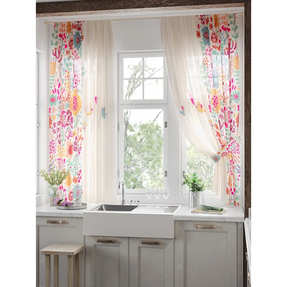 Фото 3 Тюль на ленте вуаль At Home Фернетос 150x180 см цвет розовый/бирюзовый/фиолетовый AA930721 Фото 3 Тюль на ленте вуаль At Home Фернетос 150x180 см цвет розовый/бирюзовый/фиолетовый AA930721