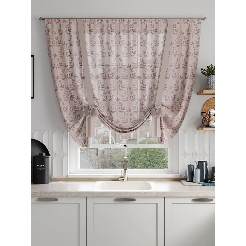 Фото 2 Тюль на ленте вуаль At Home Танмирсан 150x150 см цвет бежевый AA518080 Фото 2 Тюль на ленте вуаль At Home Танмирсан 150x150 см цвет бежевый AA518080