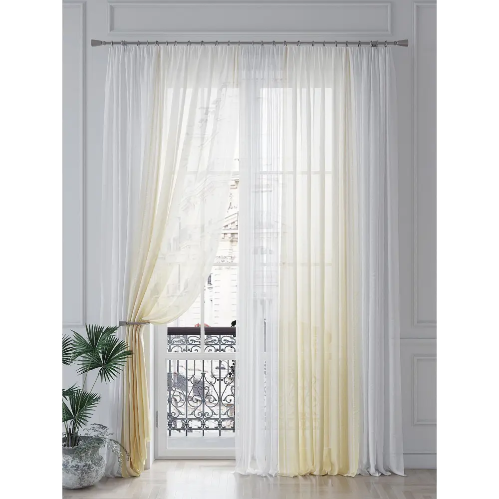 Фото 4 Тюль на ленте вуаль At Home Ролиремс 150x260 см цвет белый/желтый AA542005